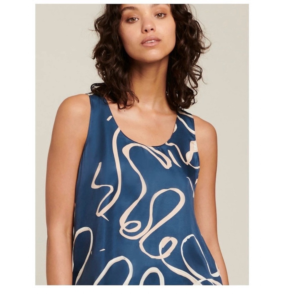 Ginia Blue Washable Silk Sleeveless Cami Top Only Women's Large Australia 14
